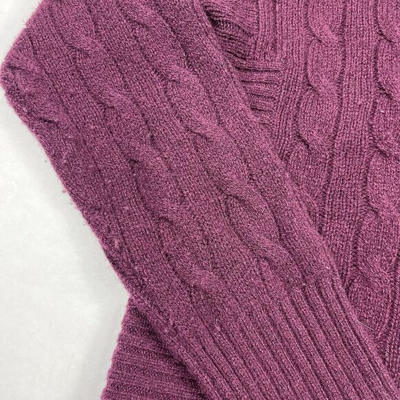 Polo Ralph Lauren Wool Cashmere Turtleneck Sweater Maroon Cozy Cable Knit M FUZZ - Picture 4 of 11